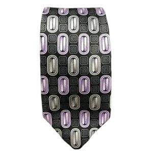 Carlos Devinezia Black Purple and Silver 100% Silk Tie